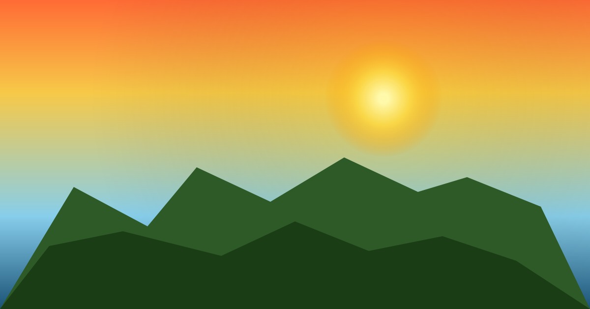 Người tự tin đứng trên đỉnh núi với bình minh tươi sáng